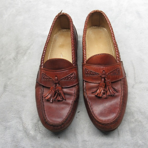 Allen Edmonds Maxfield Tassel Loafers Men 10.5 D Brown Woven Leather VTG USA‎ main image 16